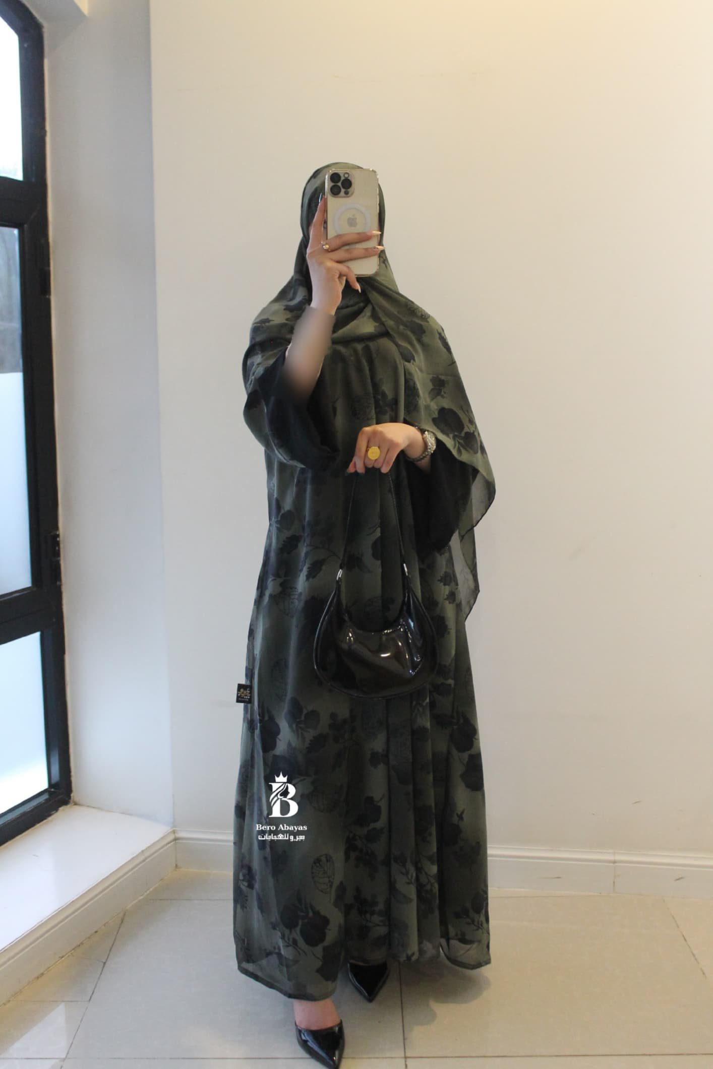 عبايه دبل شيفون نص كلوش - الصورة 4