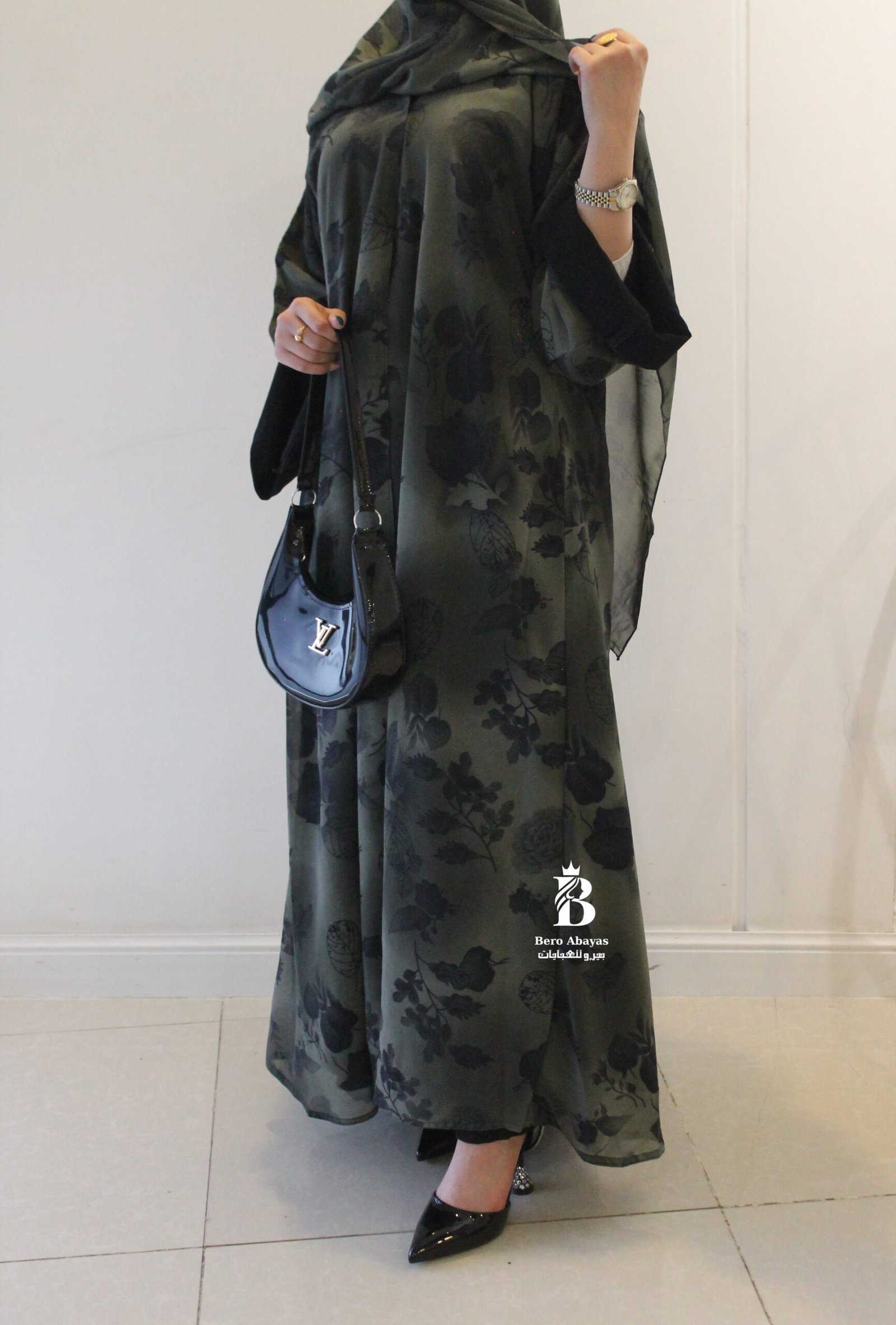 عبايه دبل شيفون نص كلوش - الصورة 3