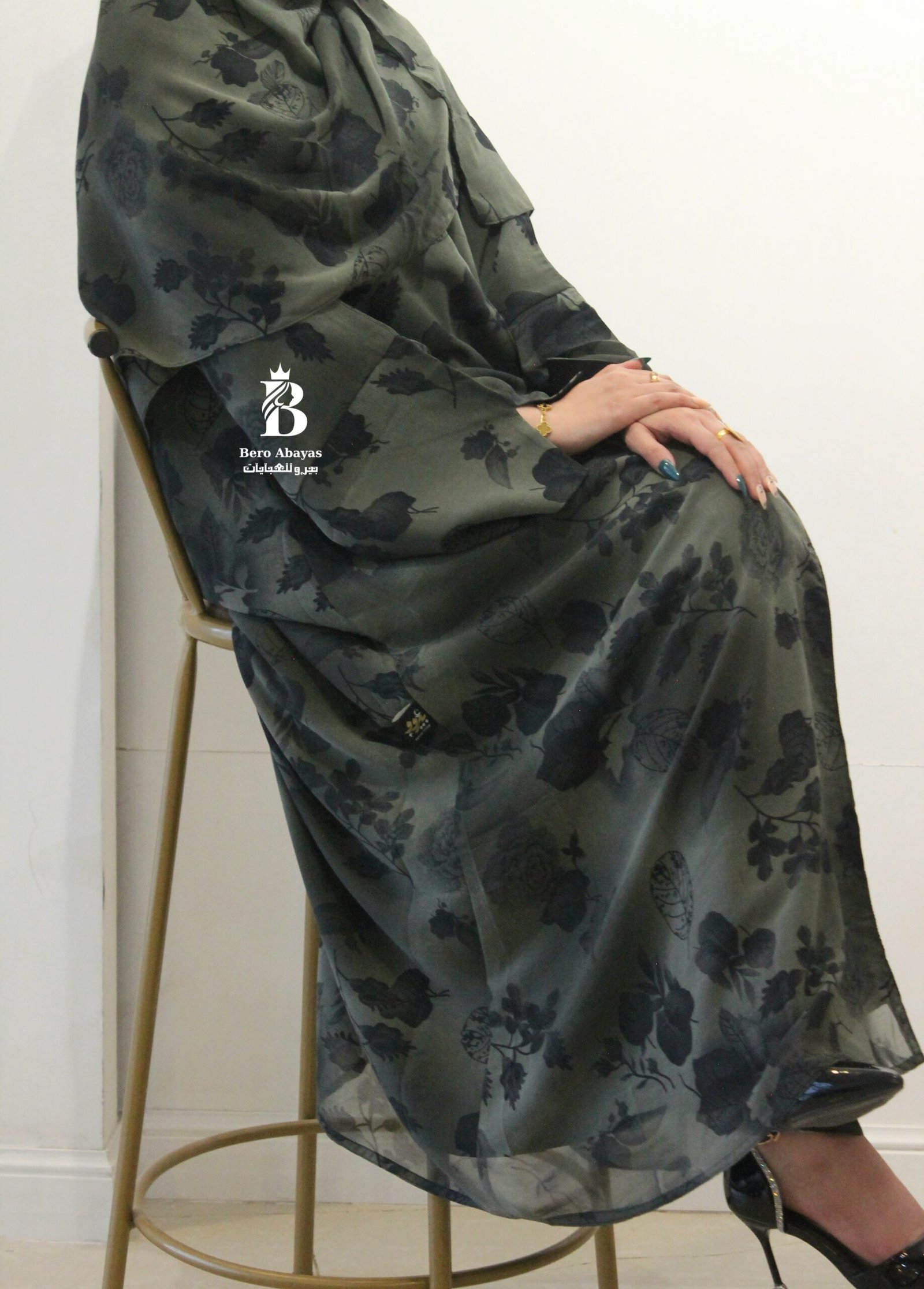 عبايه دبل شيفون نص كلوش - الصورة 2