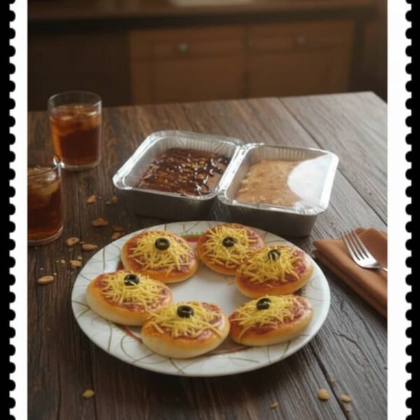 بوكس ضيافة مشكل يضم ميني بيتزا وحلى