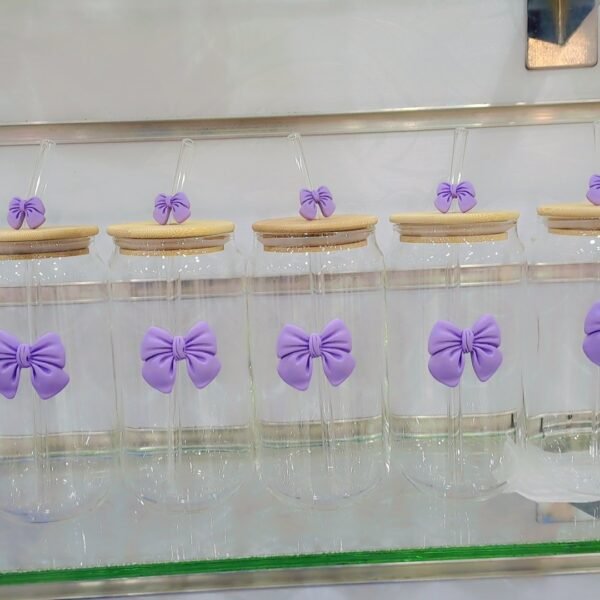 قلاص فيونكه زجاجي غطاء خشبي