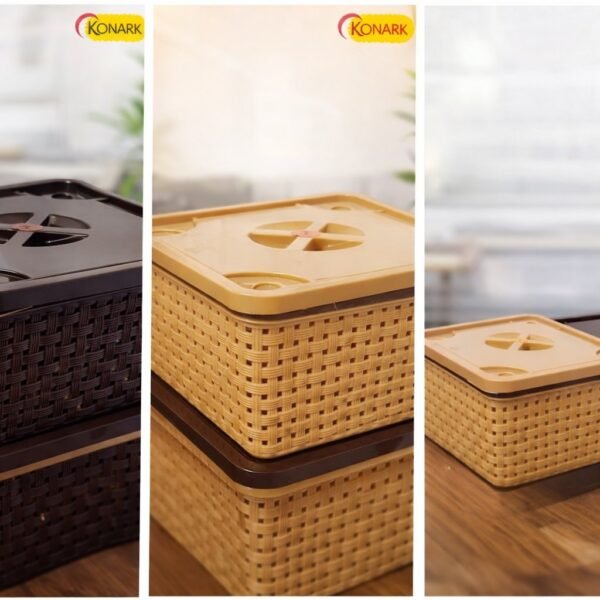 سلة تخزين بلاستيك بغطاء