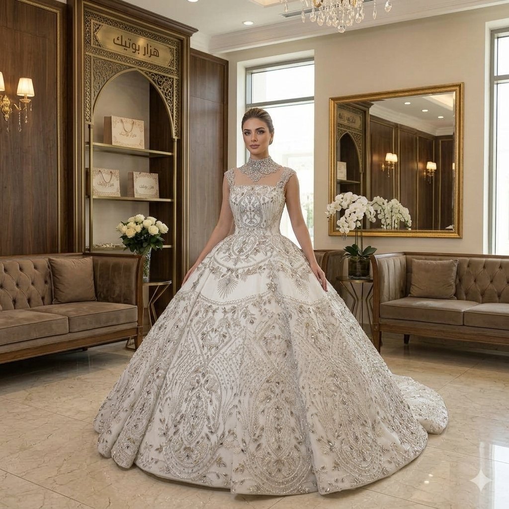 فستان عرائسي توب 1 ذيل ملكي