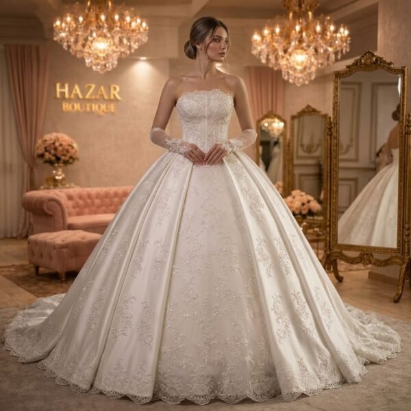 فستان عرائسي سندرلاء ذيل ملكي