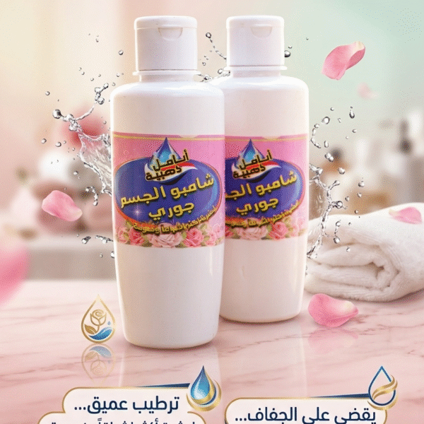 دلعِي بشرتك.. واستمتعي بالنعومة الحريرية مع شامبو الجسم جوري من أنامل ذهبية 🌹✨