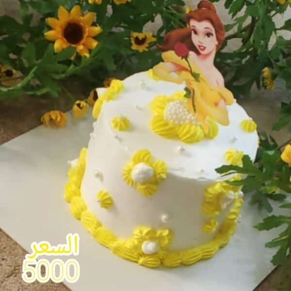 🌹 تورتة "الأميرة بيل" – أناقة ملكية لصغيرتكِ الجميلة ✨
