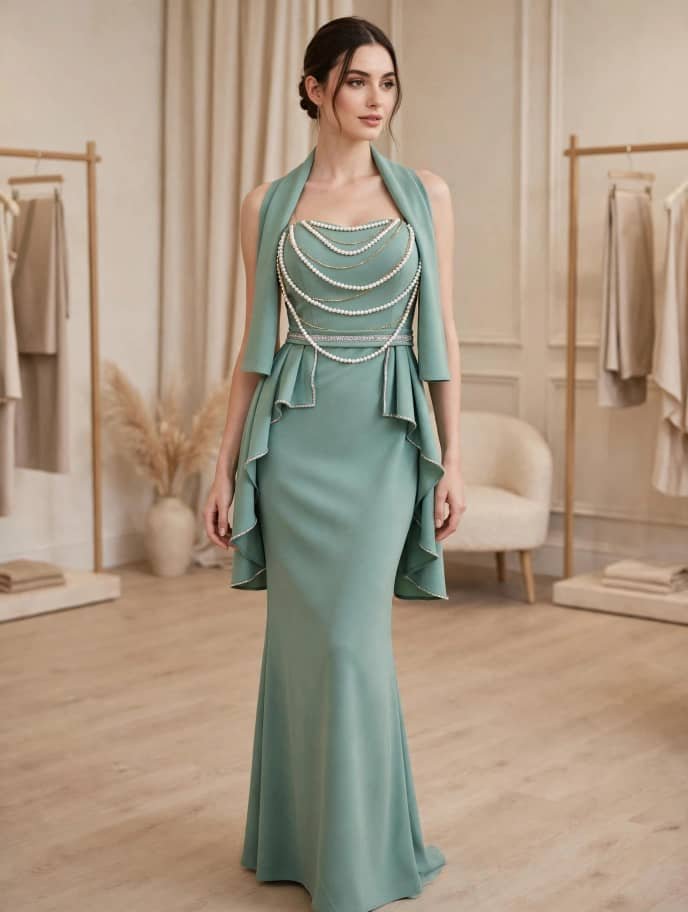 فستان سهرة لون تيفاني - Image 2