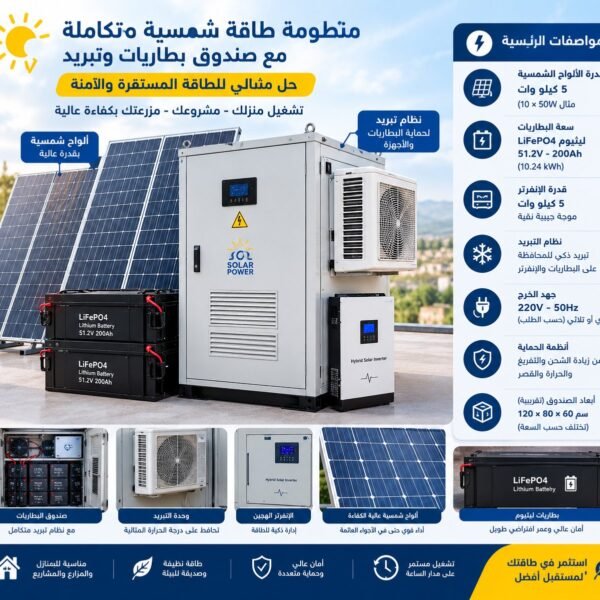 منظومة طاقة شمسية متكاملة مع صندوق مع صندوق