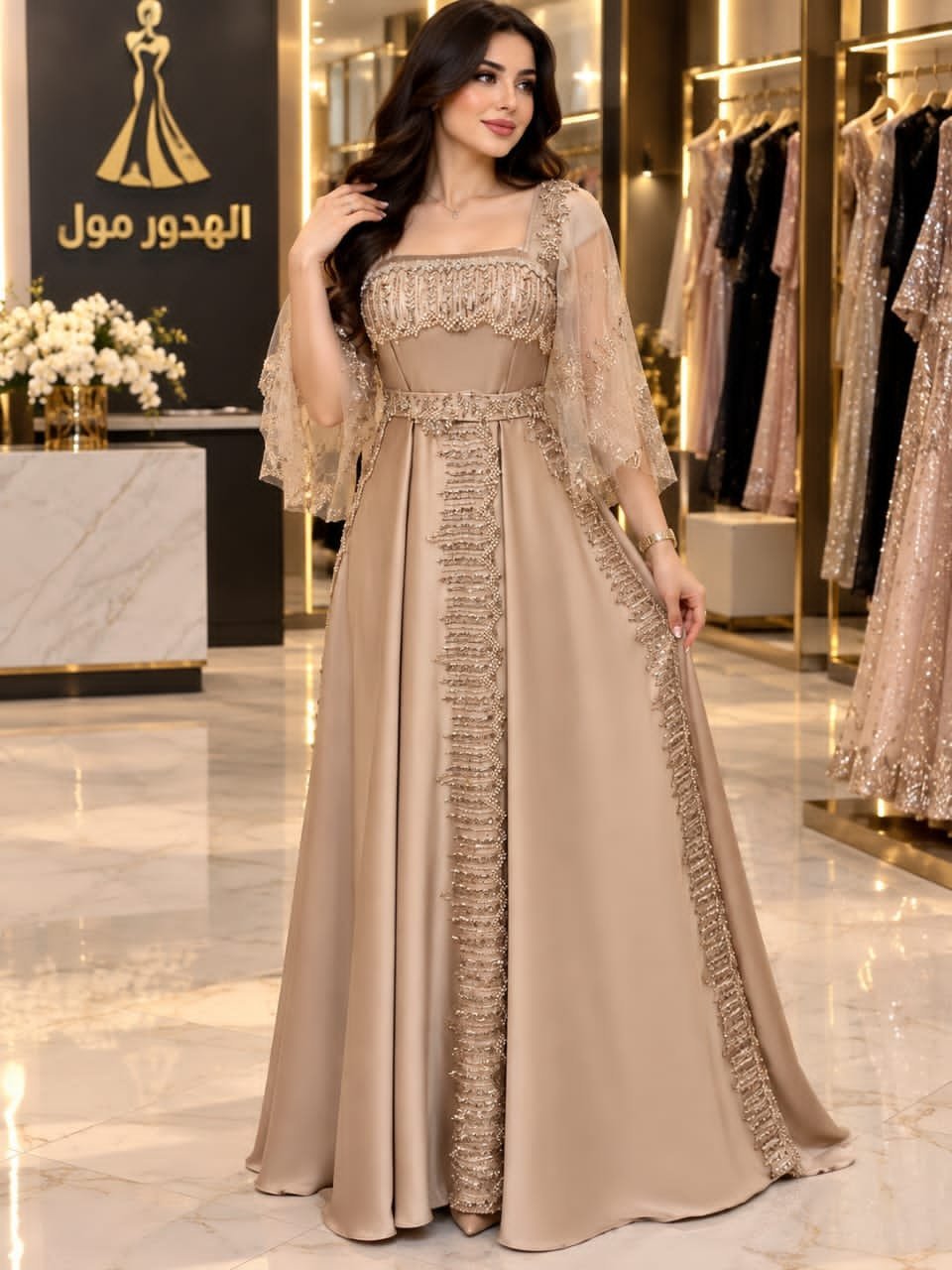 **فستان سهرة ملكي بتطريز فاخر** 🤎 - Image 2