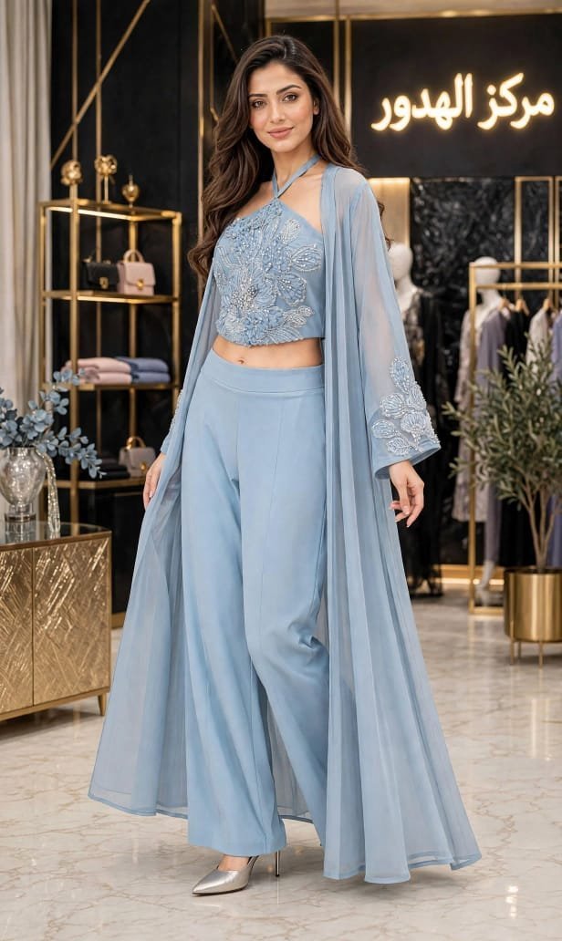 *طقم ملكي سهرة 3 قطع بتطريز ملكي - Image 3