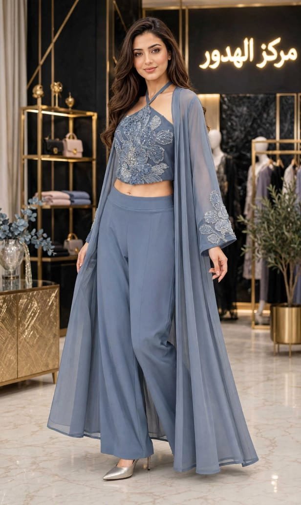 *طقم ملكي سهرة 3 قطع بتطريز ملكي - Image 2