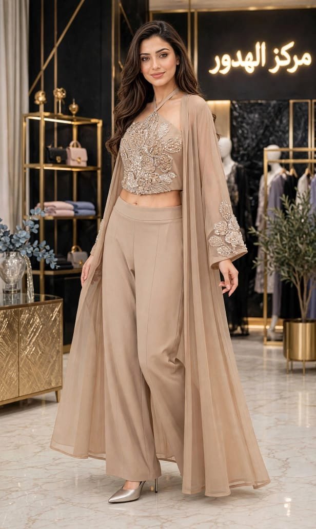 *طقم ملكي سهرة 3 قطع بتطريز ملكي - Image 4